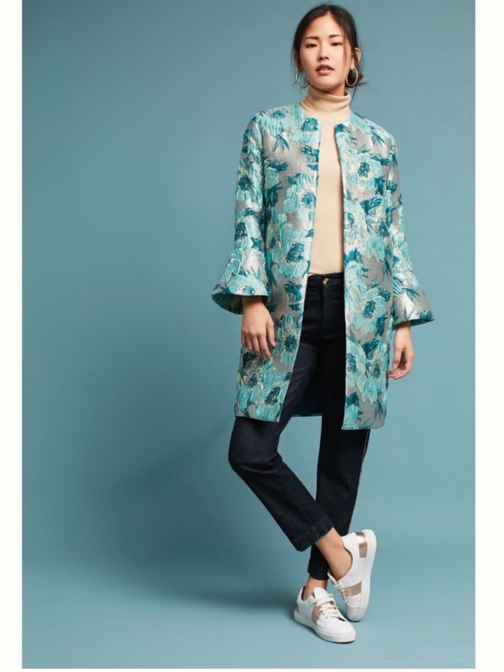 Anthropologie Seen Worn Kept
Jacquard metallic green blue evening jacket coat 4